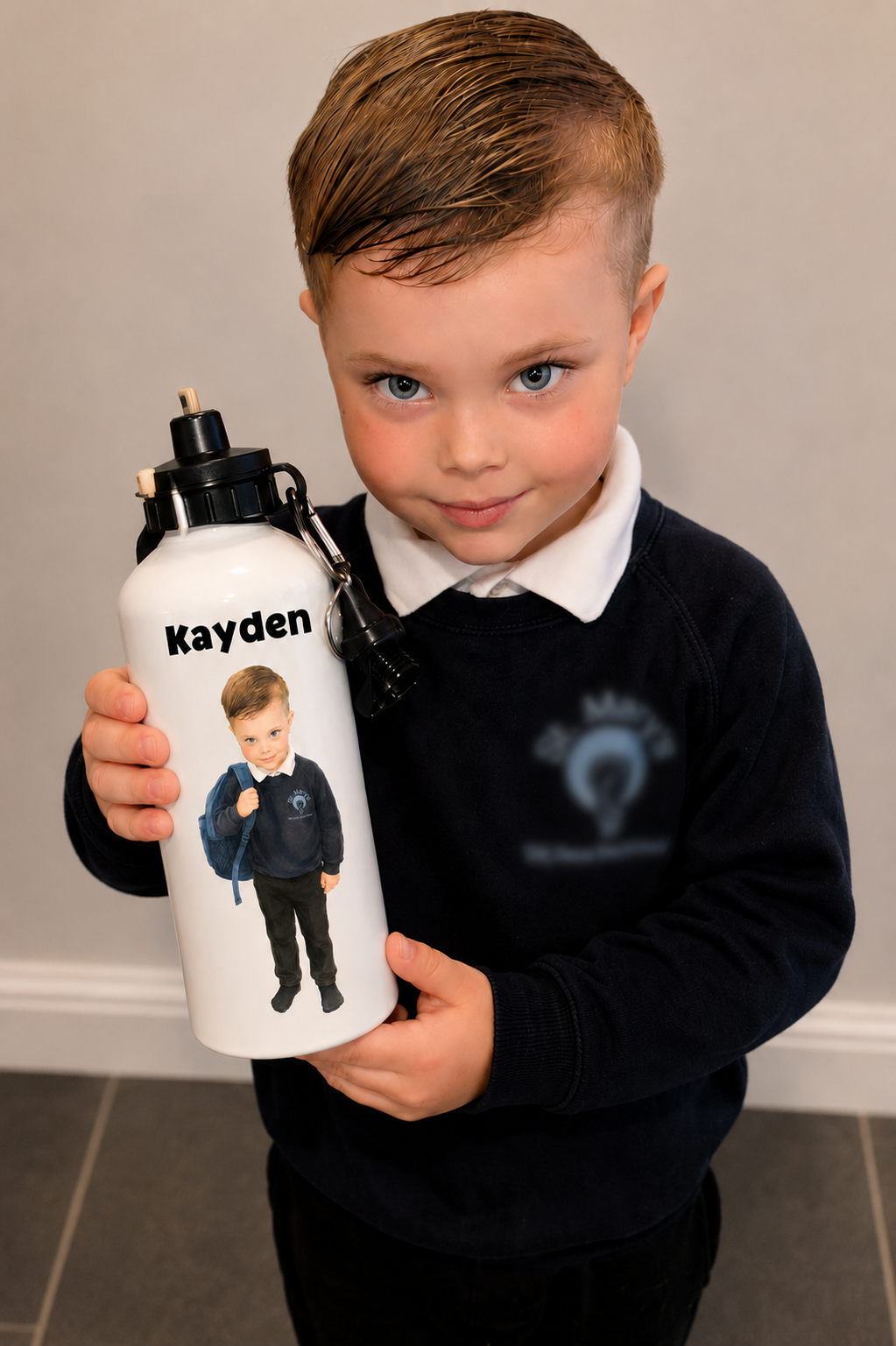 Personalised School Uniform Character Water Bottle