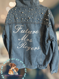 Personalised Pearl Denim Wedding Jacket